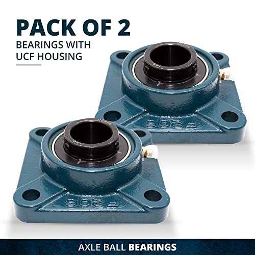 DOJA Barcelona | 2Pcs Bearings with Support UCF 203 | UC203 Ball Bearing for Ø 17mm Shaft | F204 Support | Steel Ball Bearings | Bearings and Bushings: Industrial and General Uses PACK 2