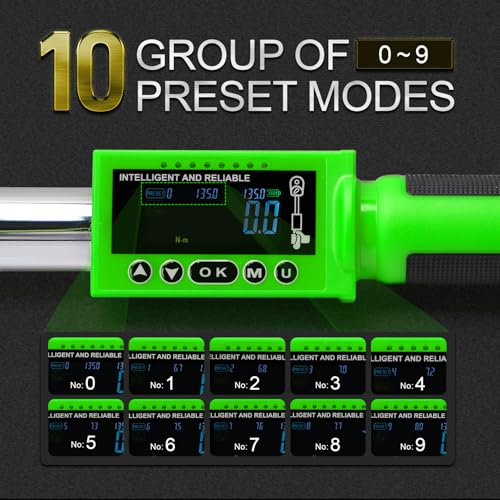 Electronic torque wrench, 1/2 Digital Torque Wrench 8-160FT-LB Green