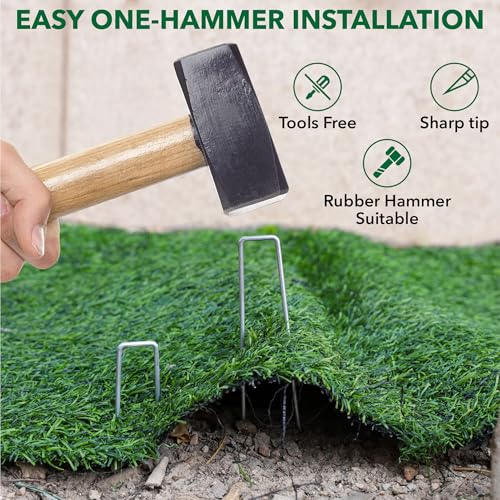 UNCO- Galvanized Landscape Staples, 10 Inch, 200 Pack, Garden Staples, U-Shaped Landscape Pins for Weed Barrier Cover, Ground Cover