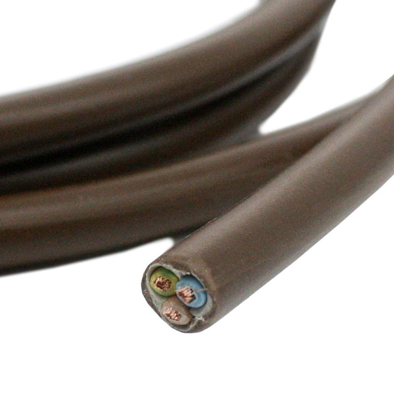 10 m Power Cable Brown 3 x 0.75 mm² 3-Core H03VV-F PVC Electrical Cable Flexible Hose Line 10 metres