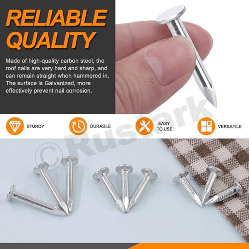 300Pcs 1-1/4 Inch 30mm Galvanized Roofing Felt Nails Asphalt Nails Slating Nails Cement Siding Nails for Roof Repair, Asphalt Tile, Landscaping Galvanized Steel