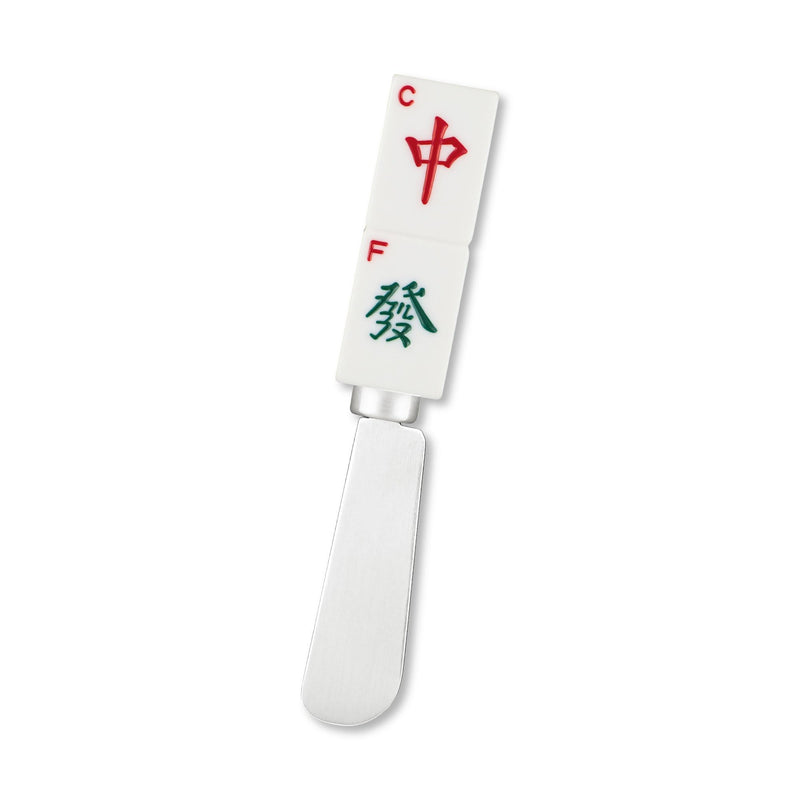 UPware Mahjong Tile Cheese Spreaders, Hand-Painted Resin Handles with Stainless Steel Blades for Spreading Cream Cheese, Butter, and Jam, Assorted Designs, Set of 4