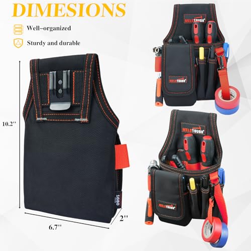MELOTOUGH 2" Nylon Web Work Tool Belt for Men with Heavy Duty Quick Release Rugged Metal Buckle + Small Tool Pouch with Belt Clip, Pocket Tool Belt Pouch,Electrician Clip on Tool Pouch