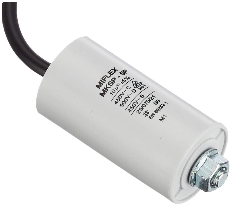 Starting capacitor motor capacitor 10µF 450V 35x65mm cable M8; Miflex ; 10uF single