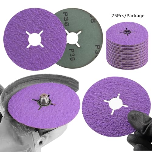 115mm Fibre Discs 80 Grit Ceramic Resin Fiber Sanding Discs 4.5 Inch-80 Grit