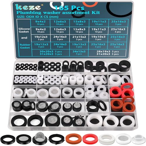 KEZE 780 PCS 32 Size Rubber Washer Assortment Kit with Pick and Hook Set and 165 PCS 24 Sizes Plumbing Washers Kit for Valve Sealant Faucet O Rings Faucet Automotive Hydraulic Pipe Repair