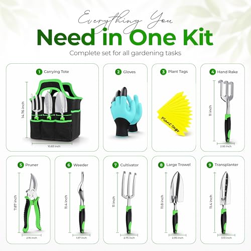 Garden Tools Set 8 PCS Heavy Duty Stainless Steel Gardening Tools for Women Plastic - Pack of 8