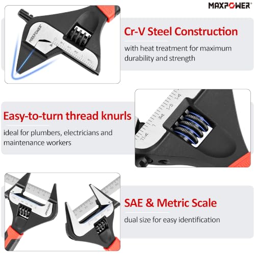MAXPOWER 6 8 12-inch Slim Jaw Adjustable Wrench Set 6,8,12-inch