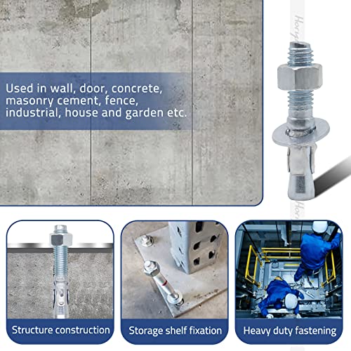 1/2 Concrete Anchors, 1/2 Wedge Anchors Bolts, 2-3/4" L, 10 Pcs 1/2" x 2-3/4"