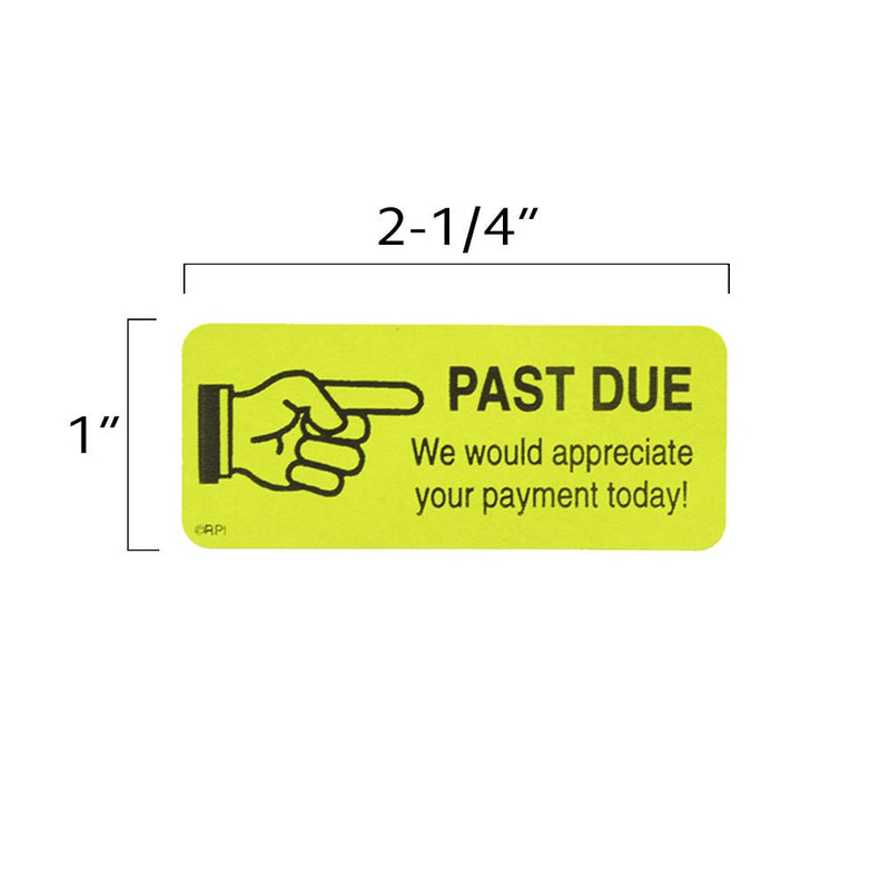 ChromaLabel 1 x 2.25 Inch Accounts Receivable Labels Collections Late Invoice Stickers, 250 Stickers per Dispenser Box, Yellow, Imprinted: Past Due 1" x 2.25"