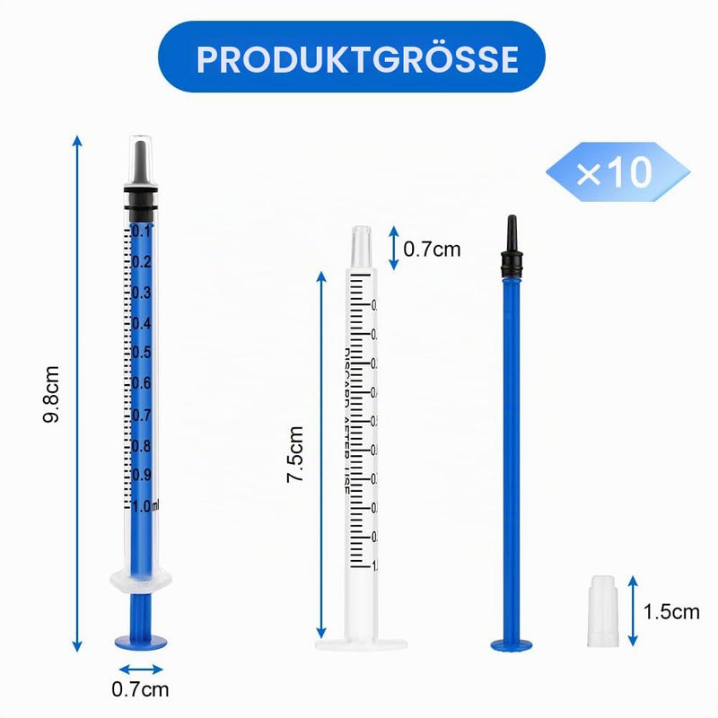 Offcup Plastic Syringe 1 ml Disposable Syringes with Caps Pack of 10 | Food Syringe Plastic Tube for Small Pet Feeding Engine Oil Brake Fluid Non-Medical Use 1 ml, 10 pieces