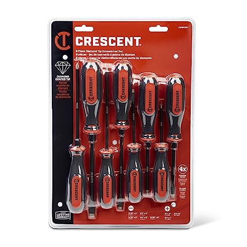 Crescent 8PC Diamond Tip Dual Material Screwdriver Set with Phillips and Slotted Screwdrivers - CDT8PCSET 8 Piece