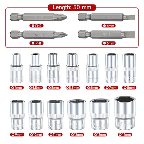 TOMMARS 130PCS Mini Ratchet Set, 1/4 Inch Socket Set, Screwdriver Bits. 130PC Mini Ratchet Set
