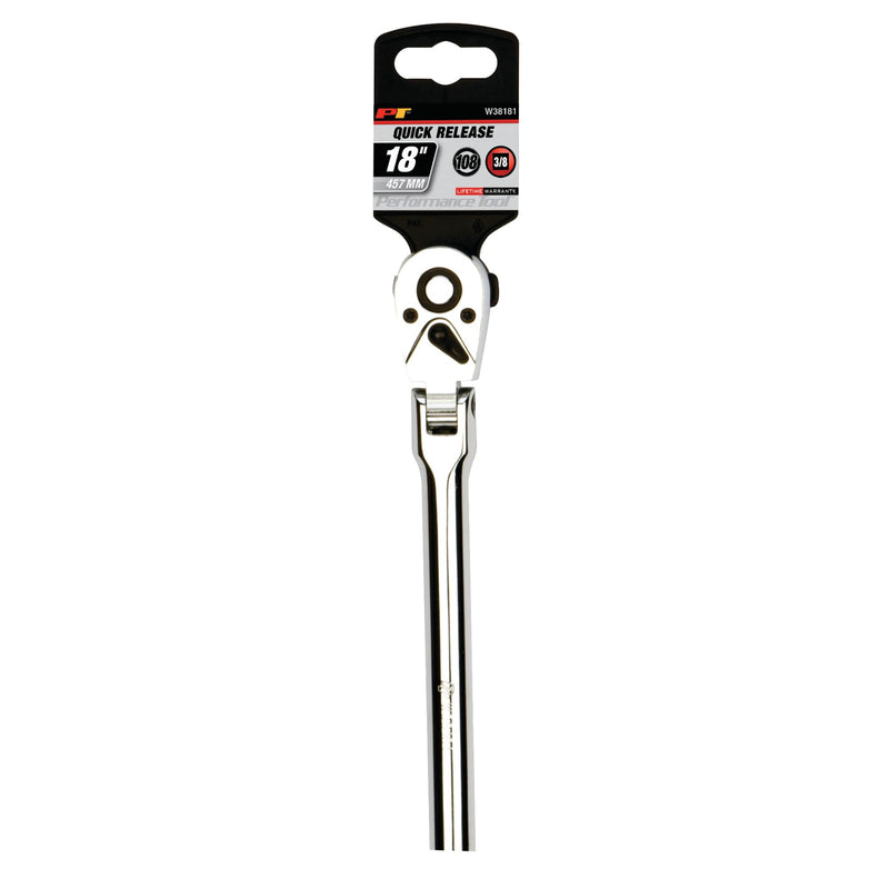 Performance Tool W38181 3/8-Inch Drive Flex Head Long Ratchet 3/8" Flex Head