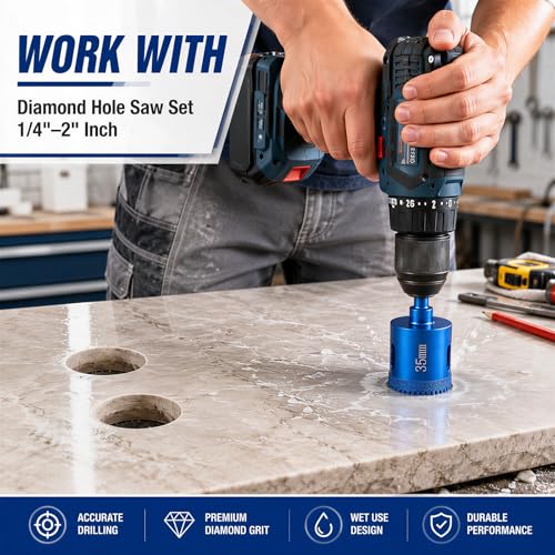 16-Piece Diamond Hole Saw Set, 1/4-2 Inch Tile Drill Bits with Guide 16