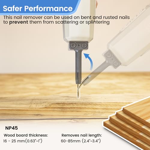 meite NP45 Pneumatic Nail Remover with 1-1/4 Inch 16 Gauge Finish Nails, Professional Heavy Duty Air Punch Nailer Denailer Gun and Galvanized Small Straight Finishing Nails, 2,500PCS
