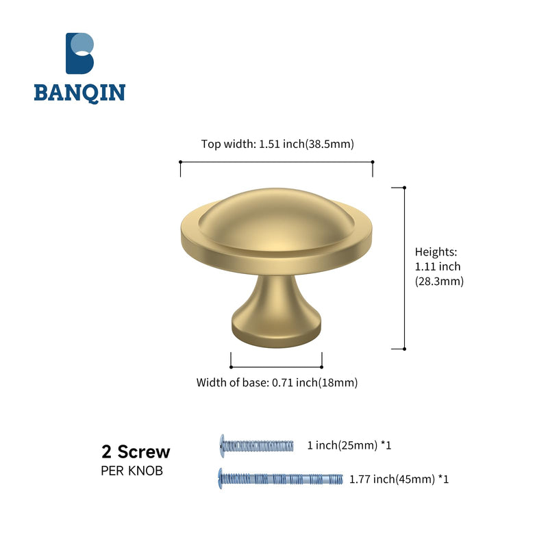 20 Pack Gold Cabinet Knobs Drawer Dresser Knob Round Mushroom Hardware Diameter 1-1/2 Inch Matte Gold Single Hole 20