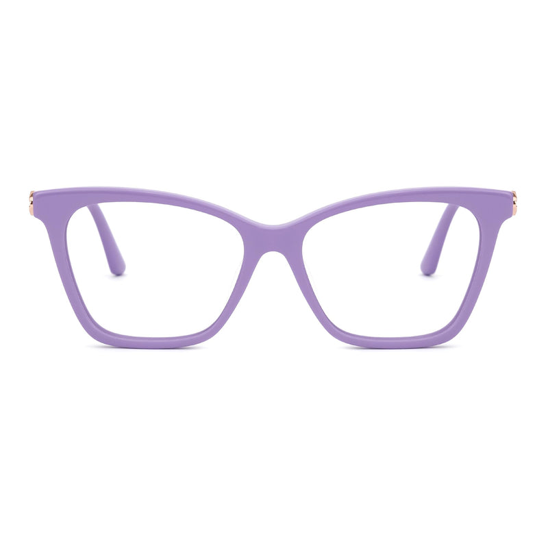 VOOGLAM Oversized Square Frame Fashion Glasses Anti-blue Light Women Wheat Head Rhinestones-7264 Purple Non-prescription Clear Lens