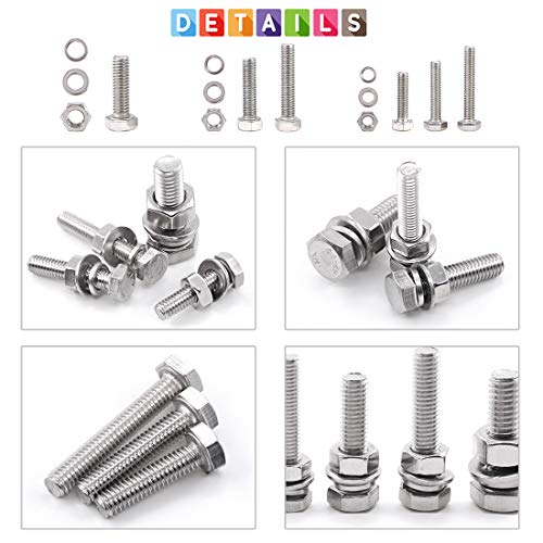 Glarks 510Pcs Flat Hex Stainless Steel Screws Bolts Nuts Lock and Flat Washers Assortment Kit + 420Pcs 410 Stainless Steel #8 TEK Screw Assortment Kit