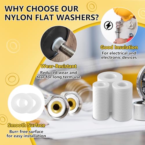 1200PCS Black Plastic Nylon Flat Washers & 1200PCS White Plastic Nylon Flat Washers