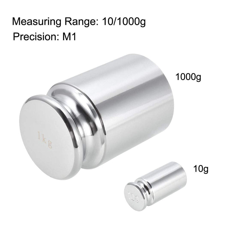 sourcing map Gram Chrome Plated Steel for Digital Scales Calibration Weight Set 10g 1000g M1 Precision