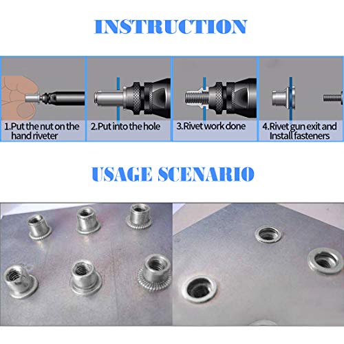 Glarks 180Pcs 304 Stainless Steel Flat Head Threaded Rivet nut Assortment Kit +160Pcs Aluminum Alloy Flat Head Metric Threaded Rivetnut Insert Nutsert Rivet Nut Assortment Kit