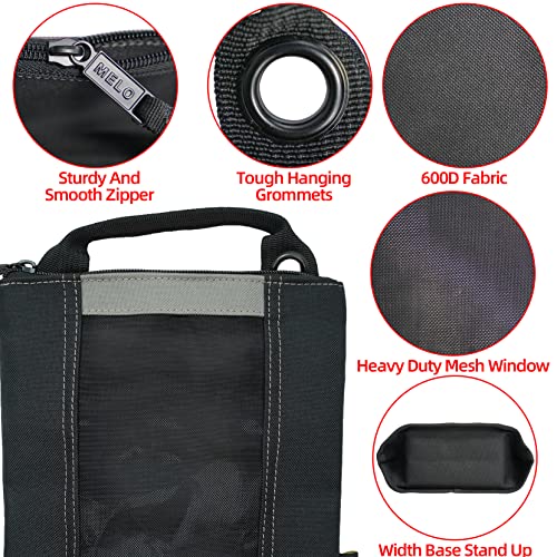 MELOTOUGH Fastener Bag Utility Canvas Zipper Tool Bag Heavy Duty Mesh Window, Hanging Grommets