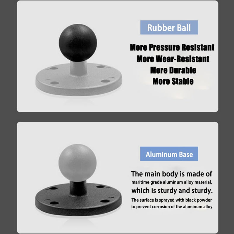 Strg 1'' Ball Mount with Aluminum Alloy Round Plate, Universal Electronic Device Mounting Ball Base with AMPS Holes Compatible with RAM Mount and All 1 Inch/B Size/ 25MM Ball Double Socket Arms Base Diameter: 63mm