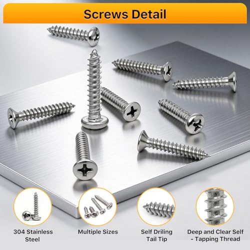 690PCS Wood Screws Assortment Kit, 304 Stainless Steel Screws