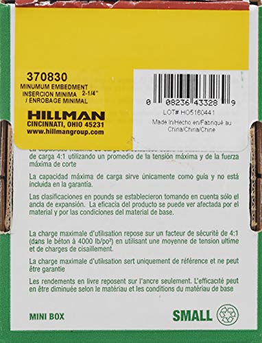 Hillman Sleeve Anchors, 1/2in x 3in, 12 Pack, Silver Zinc 1/2" x 3" 12-Pack