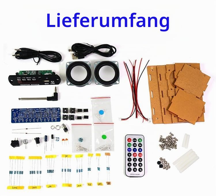 DIY Electronic Speaker Soldering Kit, Soldering Kit, Speaker Kit Bluetooth with FM, DIY Electronic Kit Receiver Music Player with LED Indicator Light, Remote Control for Soldering Learning Adults