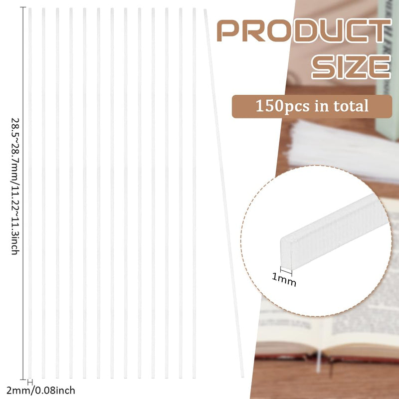 BENECREAT 150Pcs 11.2inch Hot Melt Resin Strips, 1~2mm Wide White Thermal Glue Strips for Book Binding Repair Hot Melt Binding Machine, 1mm Thick