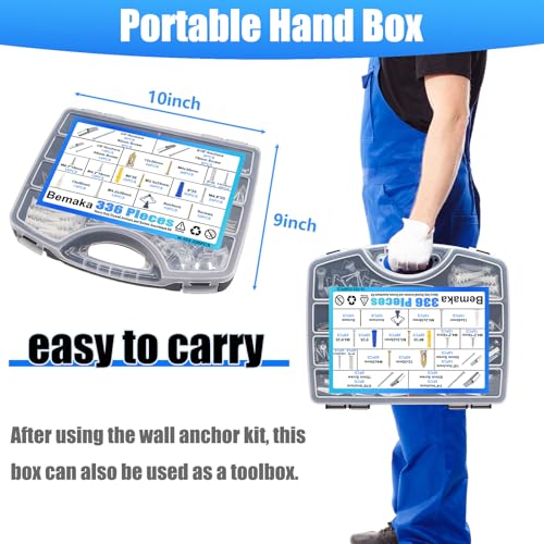 48Pcs 1/4 Inch Toggle Bolts + 336Pcs Toggle Bolts Heavy Duty Drywall Anchors and Screws Assortment Kit