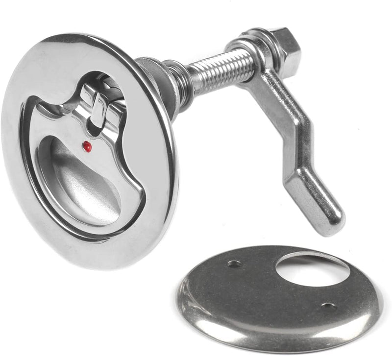 MIZUGIWA Boat Cam Latch Stainless Steel Marine,Boat Locker Latch Hatch Pull,Flush Hatch Lift with Back Plate Fasteners Standard Back Plate-1 PC