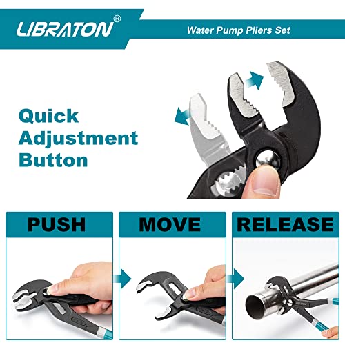 LIBRATON Water Pump Pliers, Groove Joint Pliers Set, Plumbing Pliers