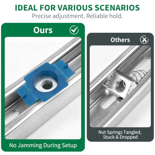 3/8"-16 Twist-Lock Strut Channel Nuts for 1-5/8" Channels, 50 Pcs 3/8"-16