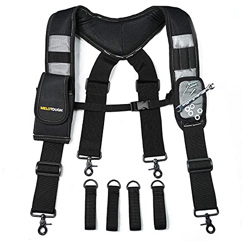 MELOTOUGH 1 PACK Magnetic Suspenders Tool Belt Suspenders + 2 PACK Fastener bag with Mesh Window and Hanging Grommets