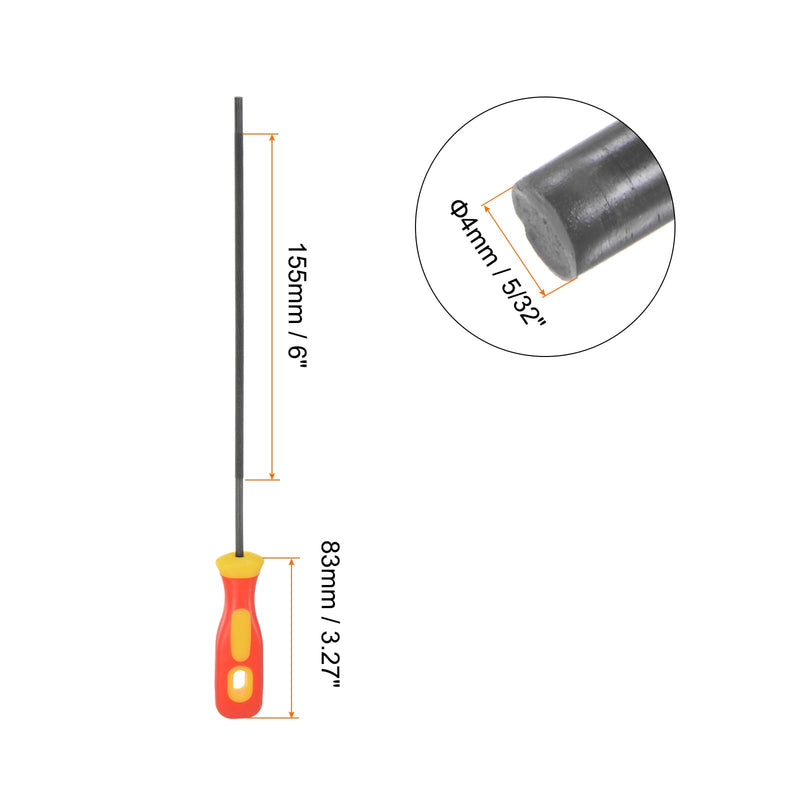sourcing map Chainsaw File 5/32" (4mm) High Carbon Hard Steel Round Rasp with Plastic Handle for Chainsaw Polishing