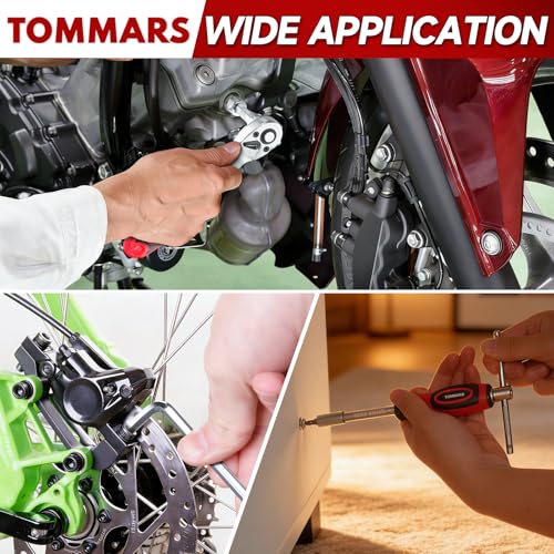 TOMMARS 130PCS Mini Ratchet Set, 1/4 Inch Socket Set, Screwdriver Bits. 130PC Mini Ratchet Set