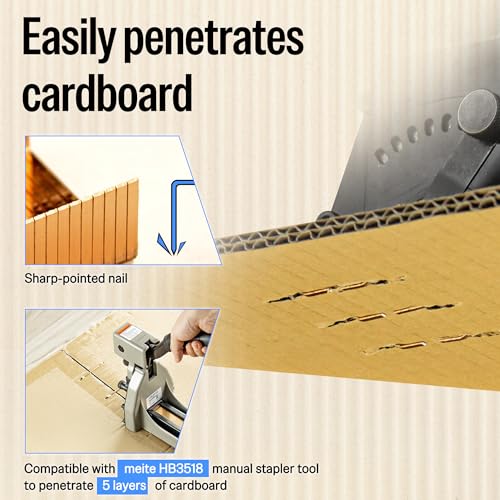 meite Carton Closing Staples 16 Gauge 1-3/8" Wide Crown 5/8" & 3/4" Leg Copper-Coated Carton Staples for Pneumatic or Manual Box Stapler Gun - Cardboard Closer Packaging