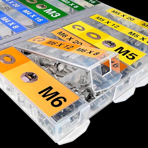 EEEEE 880PCS Metric M6 M5 M4 M3 Metric Bolt Assortment Metric Screws Assortment kit 16 Sizes Set Hex Socket Head Cap Screw 304 Stainless Steel Assorted Nuts and Bolts Washer M3 M4 M5 M6 880 pieces