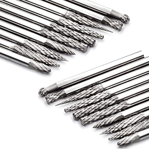 Carbide Burr Set Solid Tungsten Carbide Rotary Burrs 3mm(0.118'') Shank Fits Die Grinder Drill for Woodworking,Drilling Metal Carving Engraving Polishing