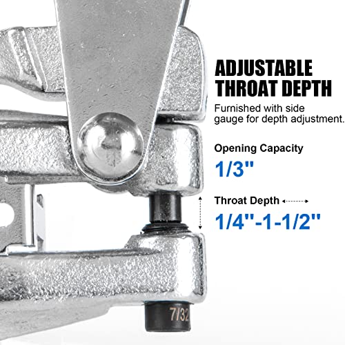 Metal Hole Punch Tool Set - Professional Heavy Duty Hole Punch for Metal - Hand 3/32in to 9/32in for Aluminum, Brass and Steel Sheet with Storage Box - Blue