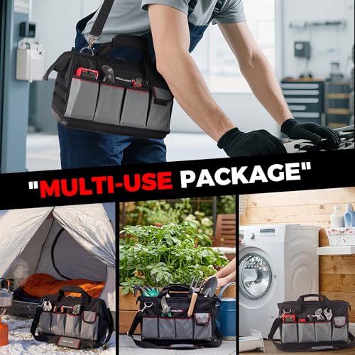 IRONLAND 16.5 Inch Hard & Sturdy Bottom Tool Bag Organizer for Men Black