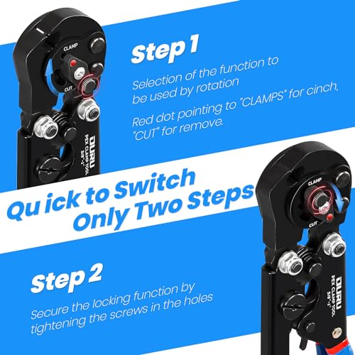 OURU PEX Crimping Tool Kit, Cinch & Remove, 3/8" to 1",PEX Cutter & Clamps Crimper + Cutter + 35 Clamps