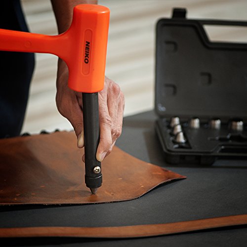 NEIKO 02614A Interchangeable Large Hollow Hole Punch Tool Set, 10 Piece, Gasket Maker, Heavy Duty Gasket Punch Set, Includes Hole Puncher Tool Carrying Case, Leather Punch Set 10 Piece Set