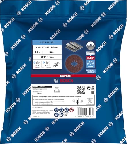 Bosch 25x EXPERT R781 Prisma Fibre Disc, X-Lock Grit 36