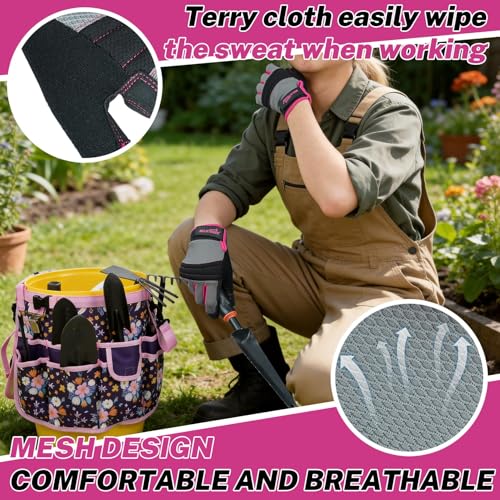 MELOTOUGH Bucket Caddy Organizer, Women Safety Work Gloves,Work Gloves for Gardening,Yard,Warehouse