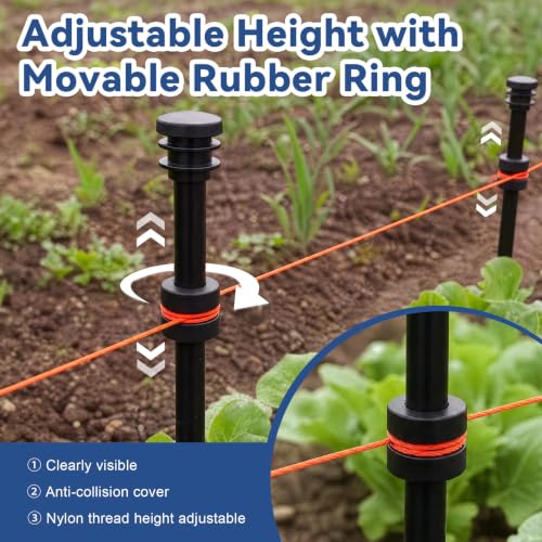 String Line Level with 20 Fiberglass Rods, Mason Line String with Handle