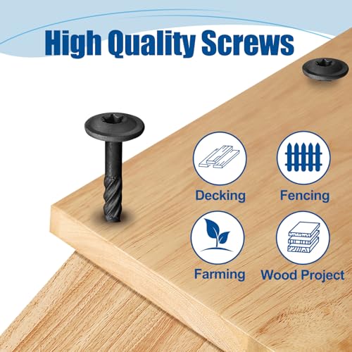 Lag Screws #14×5", 100PCS Heavy Duty Construction Screws, Rust Resistant, Washer Head, Black Coated External Wood Screws, Trusss Lag Screws, 2PCS T30 Star Bit Included #14×5″ 100